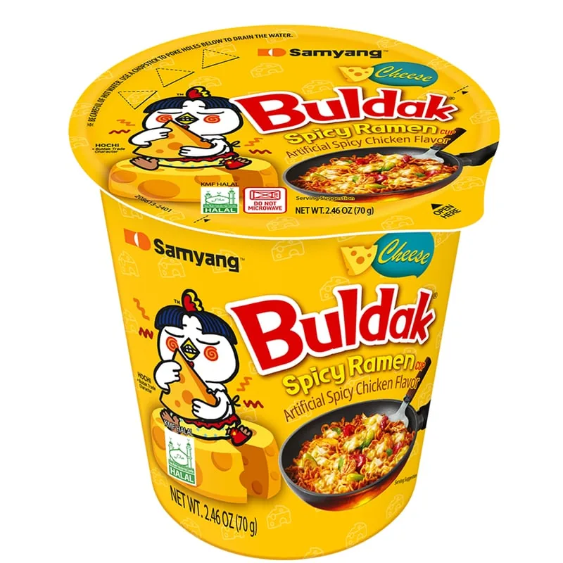 Buldak Cheese Cup — 70g cup, Samyang Buldak packaging
