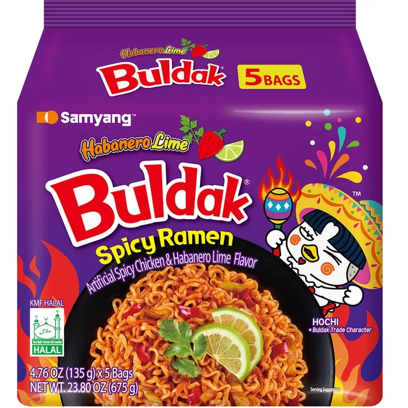 Buldak Habanero Lime — 135g pack, Samyang Buldak packaging