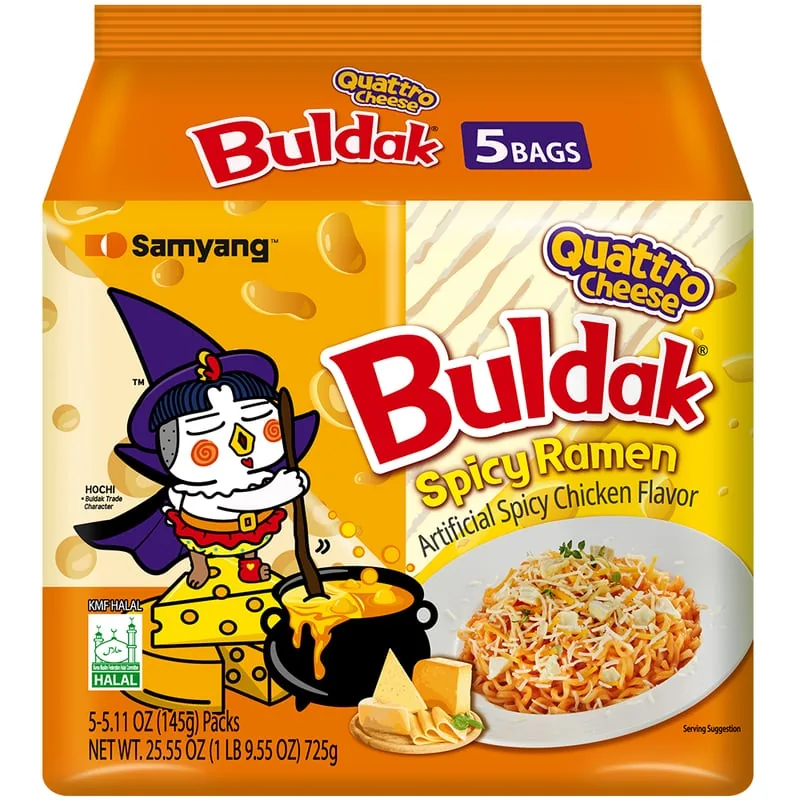 Quattro Cheese — 145g pack, Samyang Buldak packaging
