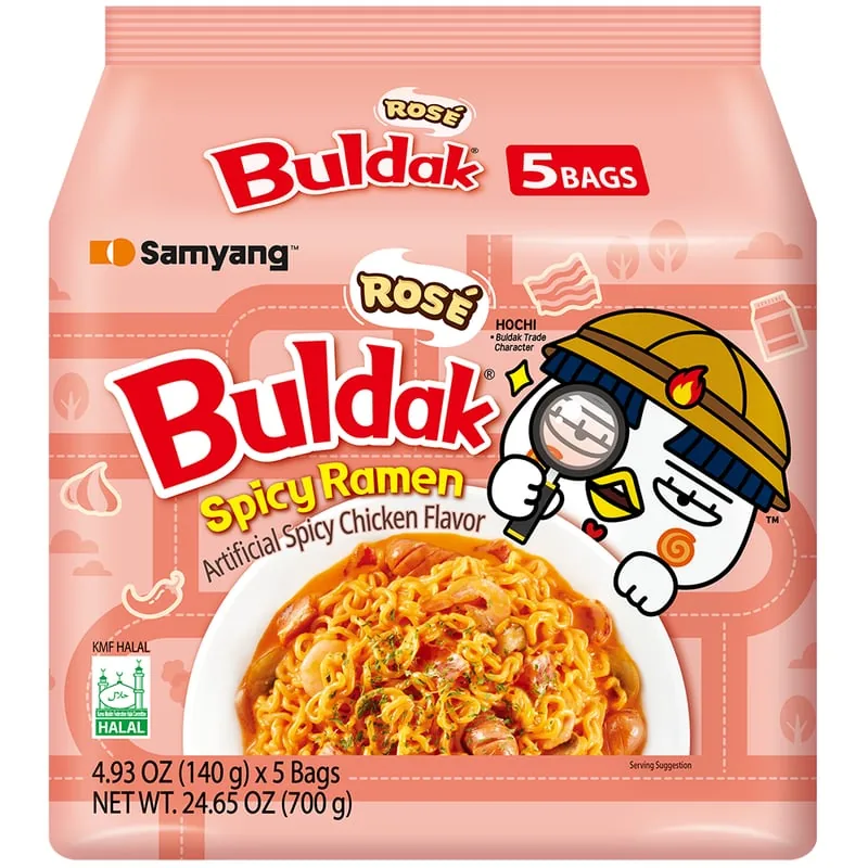 Buldak Rose — 140g pack, Samyang Buldak packaging
